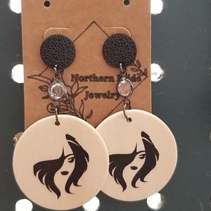 "Fierce" wooden earrings